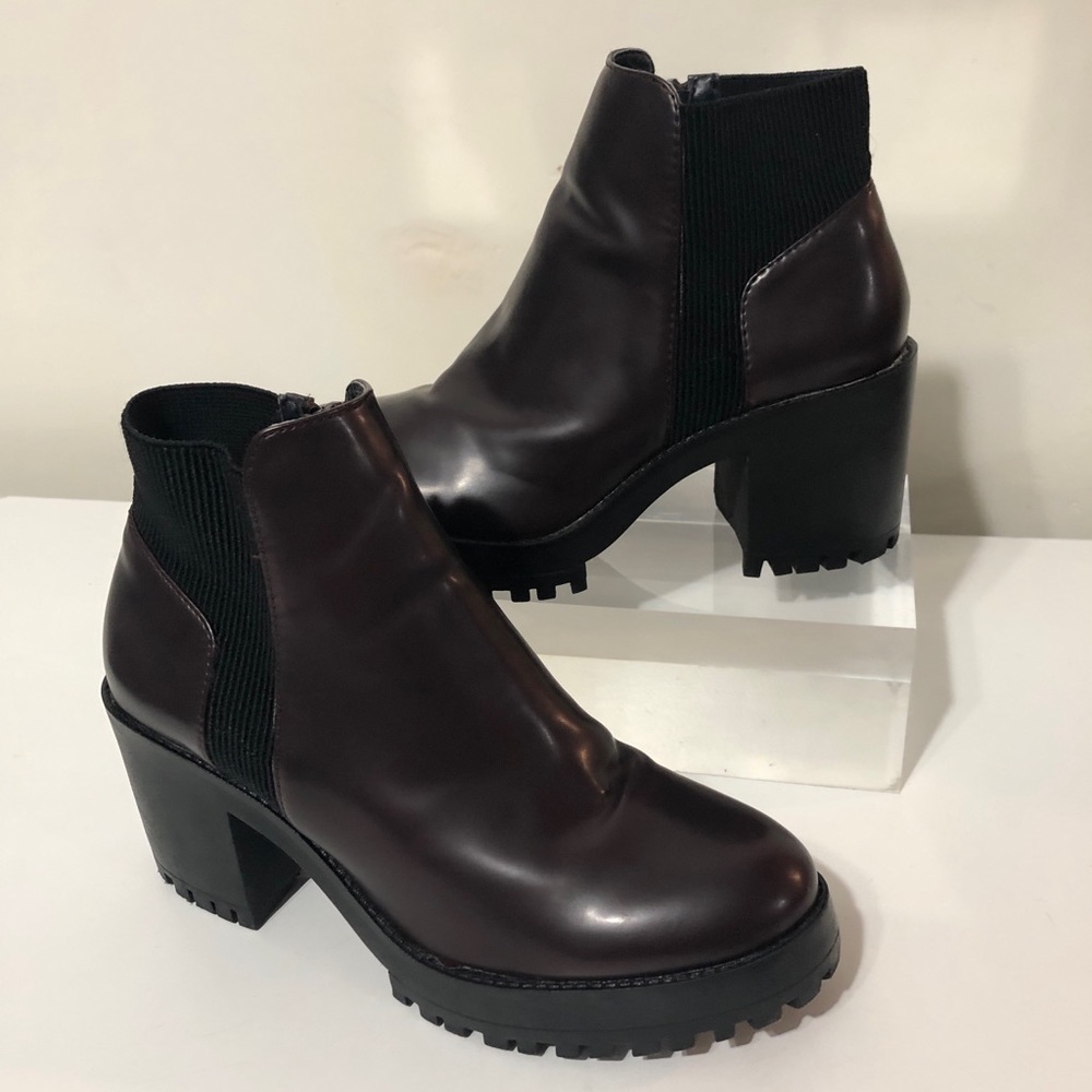 Zara Ankle Boot with Track Heel Burgundy 38